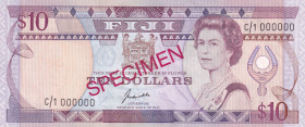 Fiji, 10 Dollars, 1989, UNC, p92s, SPECIMEN
Queen Elizabeth II. Potrait
Estimate: USD 200-400