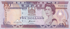 Fiji, 10 Dollars, 1992, UNC, p94
Queen Elizabeth II. Potrait, There is a very small fracture in the upper left corner
Estimate: USD 50-100