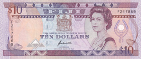 Fiji, 10 Dollars, 1992, XF, p94a
Small tear on bottom border, Queen Elizabeth II. Potrait
Estimate: USD 20-40