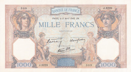 France, 1.000 Francs, 1940, AUNC, p90c
Estimate: USD 75-150