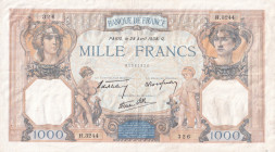 France, 1.000 Francs, 1938, XF, p90c
There are pinholes and spots.
Estimate: USD 20-40