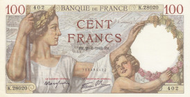 France, 100 Francs, 1942, UNC, p94
Estimate: USD 50-100