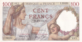 France, 100 Francs, 1942, AUNC(+), p94
Estimate: USD 15-30