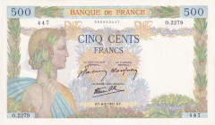 France, 500 Francs, 1941, UNC, p95
There are pinholes, Light handling
Estimate: USD 50-100