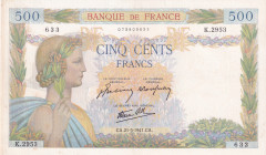 France, 500 Francs, 1941, AUNC, p95b
There is a tear on the top
Estimate: USD 20-40