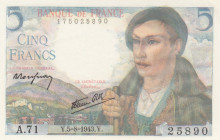 France, 5 Francs, 1943, UNC, p98a
Light handling
Estimate: USD 25-50
