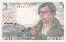 France, 5 Francs, 1943, AUNC, p98a
Estimate: USD 15-30