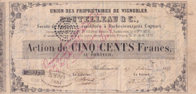 France, 500 Francs, 1953, VF, 
Union des Propriétaires de Vignobles, There are pinholes and spots.
Estimate: USD 20-40
