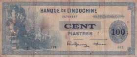 French Indo-China, 100 Piastres, 1945, VF(-), p78a
Viet Nam Colony, There are pinholes, openings and stains
Estimate: USD 25-50