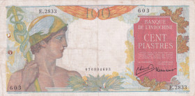 French Indo-China, 100 Piastres, 1947/1954, VF, p82b
It has a punch hole, Stained
Estimate: USD 30-60