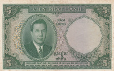 French Indo-China, 5 Piastres=5 Dong, 1953, UNC, p106
Stained, Light handling
Estimate: USD 50-100