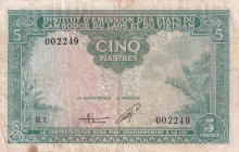 French Indo-China, 5 Piastres, 1953, VF, p106
There are pinholes and spots.
Estimate: USD 15-30