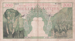 French Indo-China, 200 Piastres, 1953, FINE, p109
There are large tears, openings, stains, There are pinholes
Estimate: USD 75-150