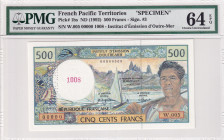French Pacific Territories, 500 Francs, 1992, UNC, p1bs, SPECIMEN
PMG 64 EPQ
Estimate: USD 50-100