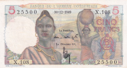 French West Africa, 5 Francs, 1949, UNC, p36
Estimate: USD 75-150