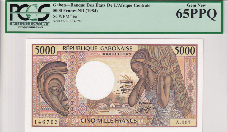 Gabon, 5.000 Francs, 1984, UNC, p6a
PCGS 65 PPQ, Bague Des Etats De L 'Afrique ...