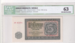 Germany - Democratic Republic, 5 Deutsche Mark, 1955, UNC, p17, SPECIMEN
ICG 63
Estimate: USD 70-140