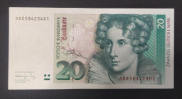Germany - Federal Republic, 20 Deutsche Mark, 1991, XF(+), p39b
Estimate: USD 20-40