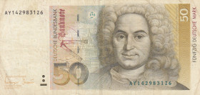 Germany - Federal Republic, 50 Deutsche Mark, 1993, VF, p40c
Stained
Estimate: USD 20-40