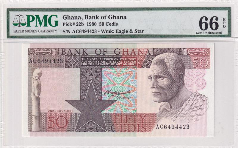 Ghana, 50 Cedis, 1980, UNC, p22b
PMG 66 EPQ
Estimate: USD 25-50