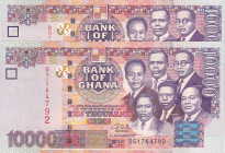 Ghana, 10.000 Cedis, 2002, UNC, p35, (Total 2 consecutive banknotes)
Estimate: USD 20-40