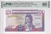 Gibraltar, 50 Pounds, 1986, UNC, p24
PMG 65 EPQ, Queen Elizabeth II. Potrait
Estimate: USD 125-250
