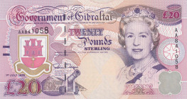 Gibraltar, 20 Pounds, 1995, UNC, p27a
Queen Elizabeth II. Potrait
Estimate: USD 70-140