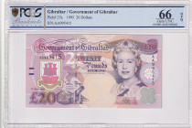 Gibraltar, 20 Dollars, 1995, UNC, p27a
PCGS 66 OPQ, Queen Elizabeth II. Potrait
Estimate: USD 75-150