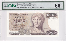 Greece, 1.000 Drachmaes, 1987, UNC, p202
PMG 66 EPQ
Estimate: USD 50-100