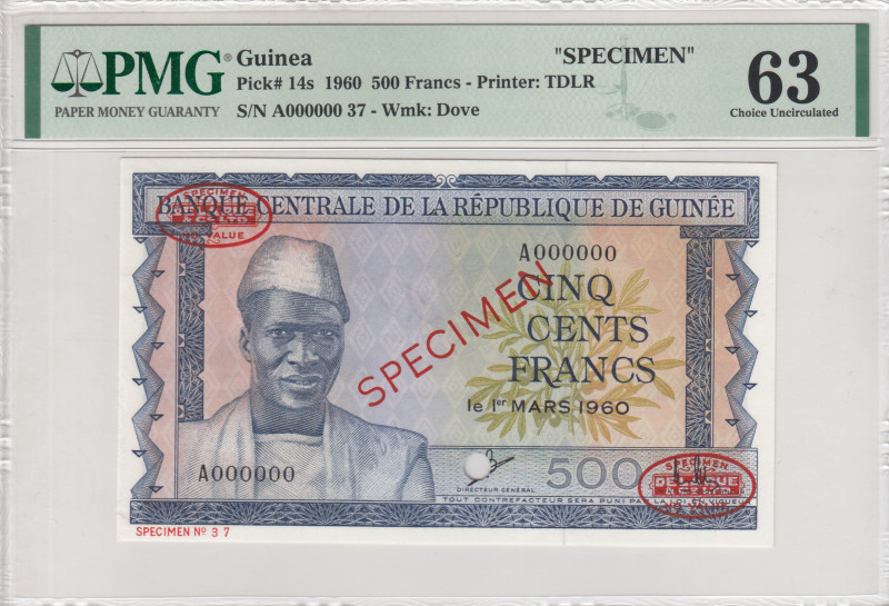 Guinea, 500 Francs, 1960, UNC, p14s, SPECIMEN
PMG 63
Estimate: USD 300-600