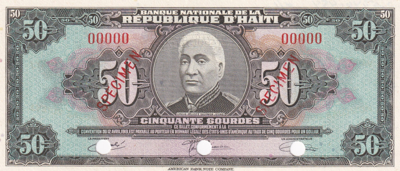 Haiti, 50 Gourdes, 1919, UNC, p204s, SPECIMEN
Banoue Nationale Republique D'Hai...