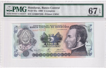 Honduras, 5 Lempiras, 2000, UNC, p85a
PMG 67, High condition
Estimate: USD 25-50