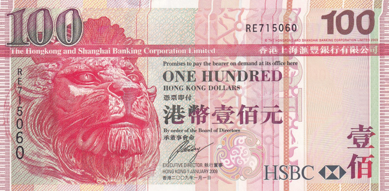 Hong Kong, 100 Dollars, 2009, UNC, p209f
Estimate: USD 25-50