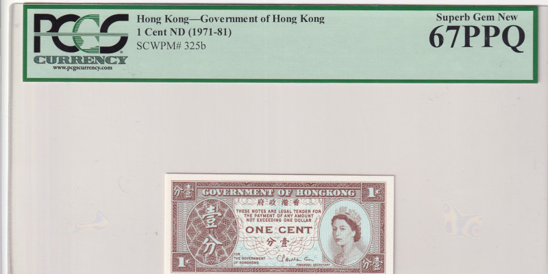 Hong Kong, 1 Cent, 1971/1981, UNC, p325b
PCGS 67 PPQ, Queen Elizabeth II. Potra...