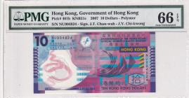 Hong Kong, 10 Dollars, 2007, UNC, p401b
PMG 66 EPQ
Estimate: USD 25-50
