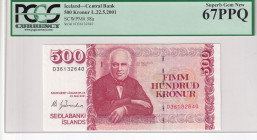 Iceland, 500 Kronur, 2001, UNC, p58a
PCGS 67 PPQ
Estimate: USD 30-60