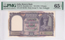 India, 10 Rupees, 1943, UNC, p24
PMG 65 EPQ
Estimate: USD 250-500