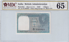 India, 1 Rupee, 1940, UNC, p25a
MDC 65 GPQ
Estimate: USD 50-100