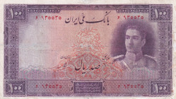 Iran, 100 Rials, 1944, FINE, p44
There are rips and repairs
Estimate: USD 30-60