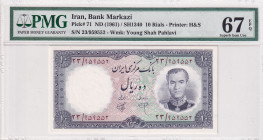 Iran, 10 Rials, 1961, UNC, p71
PMG 67 EPQ, High condition 
Estimate: USD 100-200