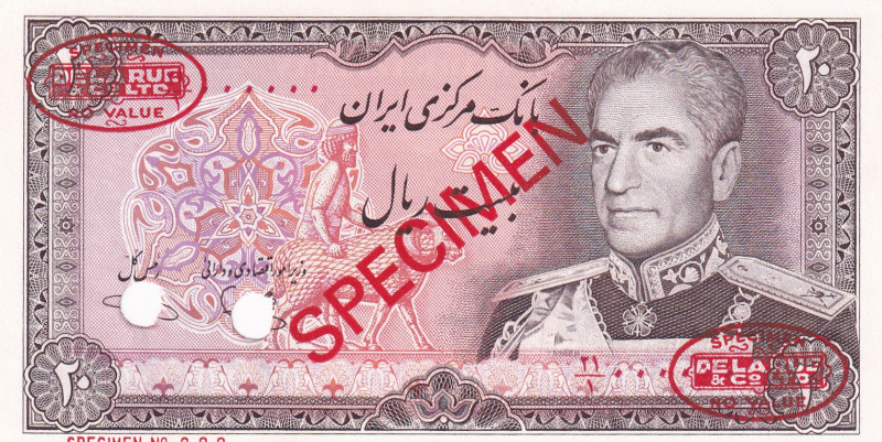 Iran, 20 Rials, 1979, UNC, p100s, SPECIMEN
Bank Markazi Iran
Estimate: USD 250...