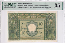 Italian Somaliland, 10 Somali, 1950, VF, p13a
PMG 35, Cassa Perla Circolazinone Monetaria de la Somalia
Estimate: USD 400-800