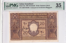 Italian Somaliland, 20 Somali, 1950, VF, p14a
PMG 35, Cassa Perla Circolazinone Monetaria de la Somalia
Estimate: USD 500-1000