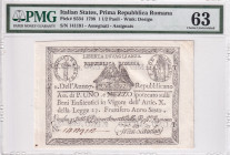 Italy, 1 1/2 Paoli, 1798, UNC, S534
PMG 63, Prima Republica Romana
Estimate: USD 200-400