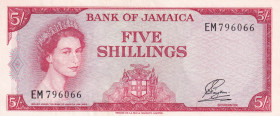 Jamaica, 5 Shillings, 1960, AUNC(+), p49
Queen Elizabeth II. Potrait
Estimate: USD 75-150