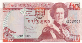 Jersey, 10 Pounds, 1993, UNC, p22a
Queen Elizabeth II. Potrait
Estimate: USD 75-150