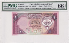 Kuwait, 1 Dinar, 1980/1991, UNC, p13x
PMG 66 EPQ, Canselled contraband note for stolen by Iraq forces
Estimate: USD 30-60