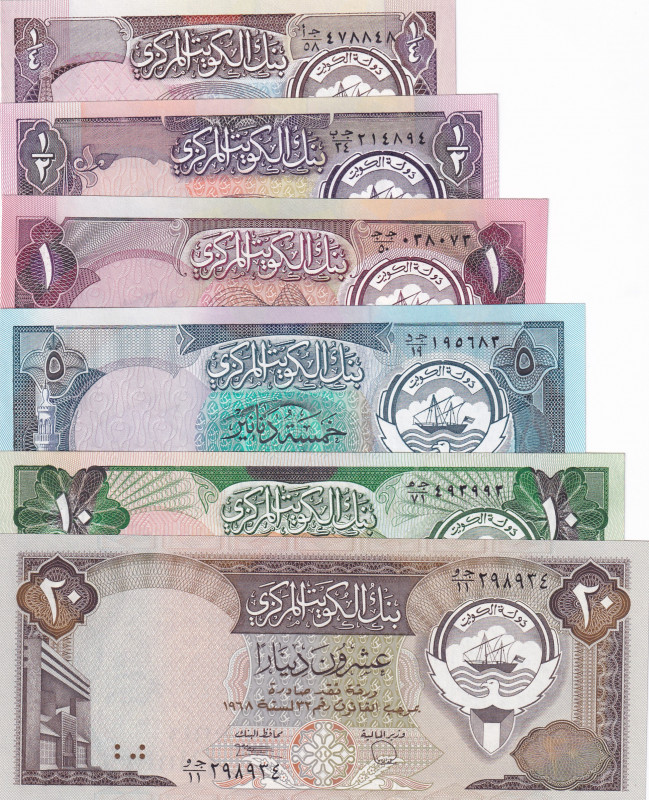 Kuwait, 1/4-1/2-1-5-10-20 Dinars, 1980/1991, UNC, (Total 6 banknotes)
was worki...