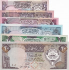 Kuwait, 1/4-1/2-1-5-10-20 Dinars, 1980/1991, (Total 6 banknotes)
Stolen by the Iraqi Forces during the Invasion in 1990, In different condition betwe...