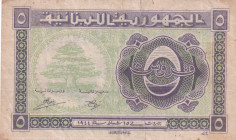 Lebanon, 5 Piastres, 1944, VF(+), p38
There is an opening
Estimate: USD 20-40